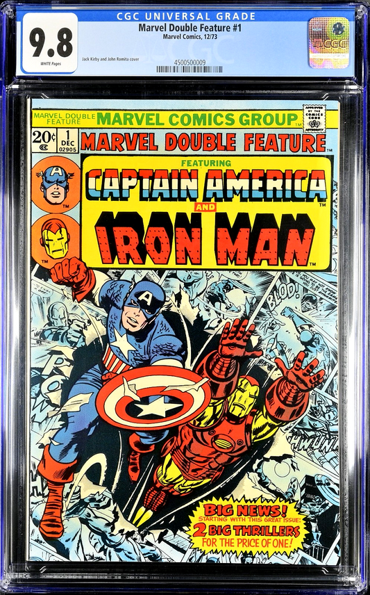 Marvel Double Feature #1 (1973) CGC 9.8 WHT Captain America Iron Man 4500500009