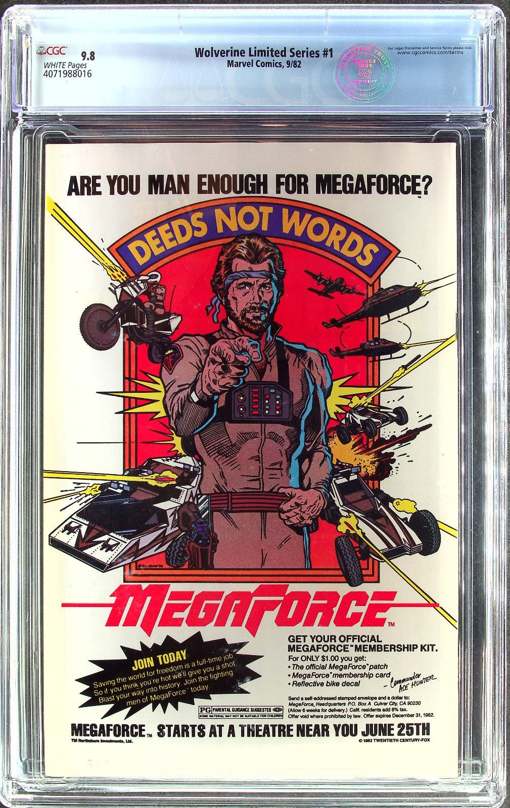 Wolverine Limited Series #1 (1982) CGC 9.8 NMMT WHITE Frank Miller Newsstand