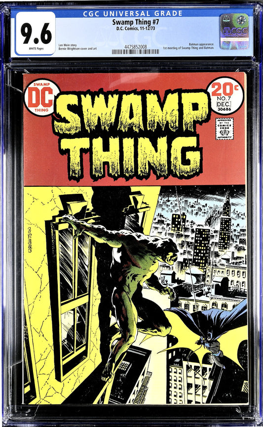 Swamp Thing #7 (1973) CGC 9.6 NM+ WHITE Key Wrightson Cover 1st Batman Meeting