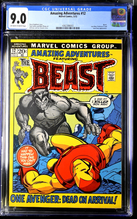 Amazing Adventures #12 Beast (1972) CGC 9.0 VF/NM 9.0 OW/W Iron-Man Beast Battle