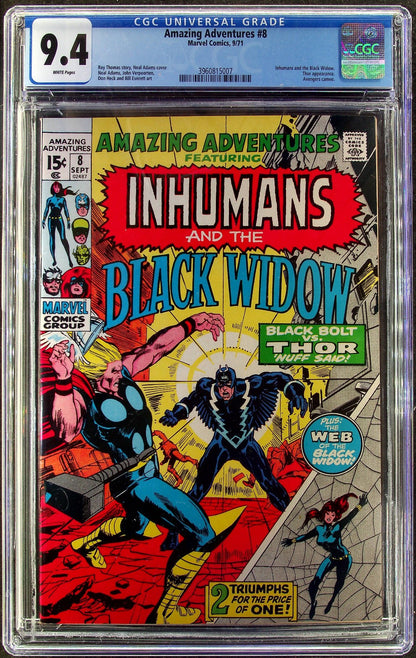 Amazing Adventures #8 (1971) CGC 9.4 NM WHITE Neal Adams Inhumans Black Widow