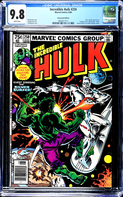Incredible Hulk #250 (1980) CGC 9.8 NM/MT WHITE Newsstand Silver Surfer Battle