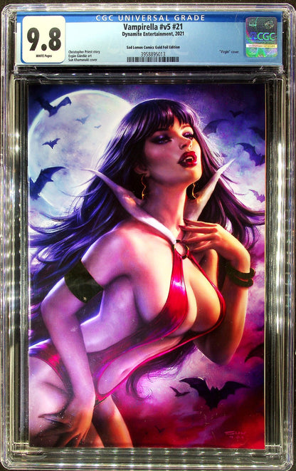 Vampirella #21 (2021) CGC 9.8 NM/MT Sad Lemon Comics Gold Foil Khamunaki Virgin
