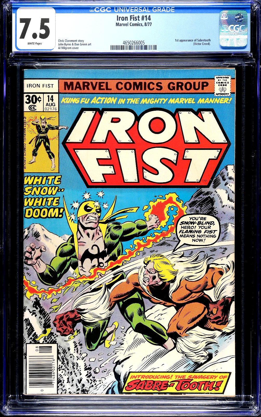 Iron Fist #14 (1977) CGC 7.5 VF- WHITE Pages KEY 1st appearance Sabretooth