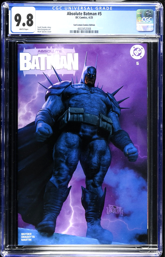 Absolute Batman #5 (2025) CGC 9.8 NM/MT Mark Spears Sad Lemon Retailer (Ltd 800)