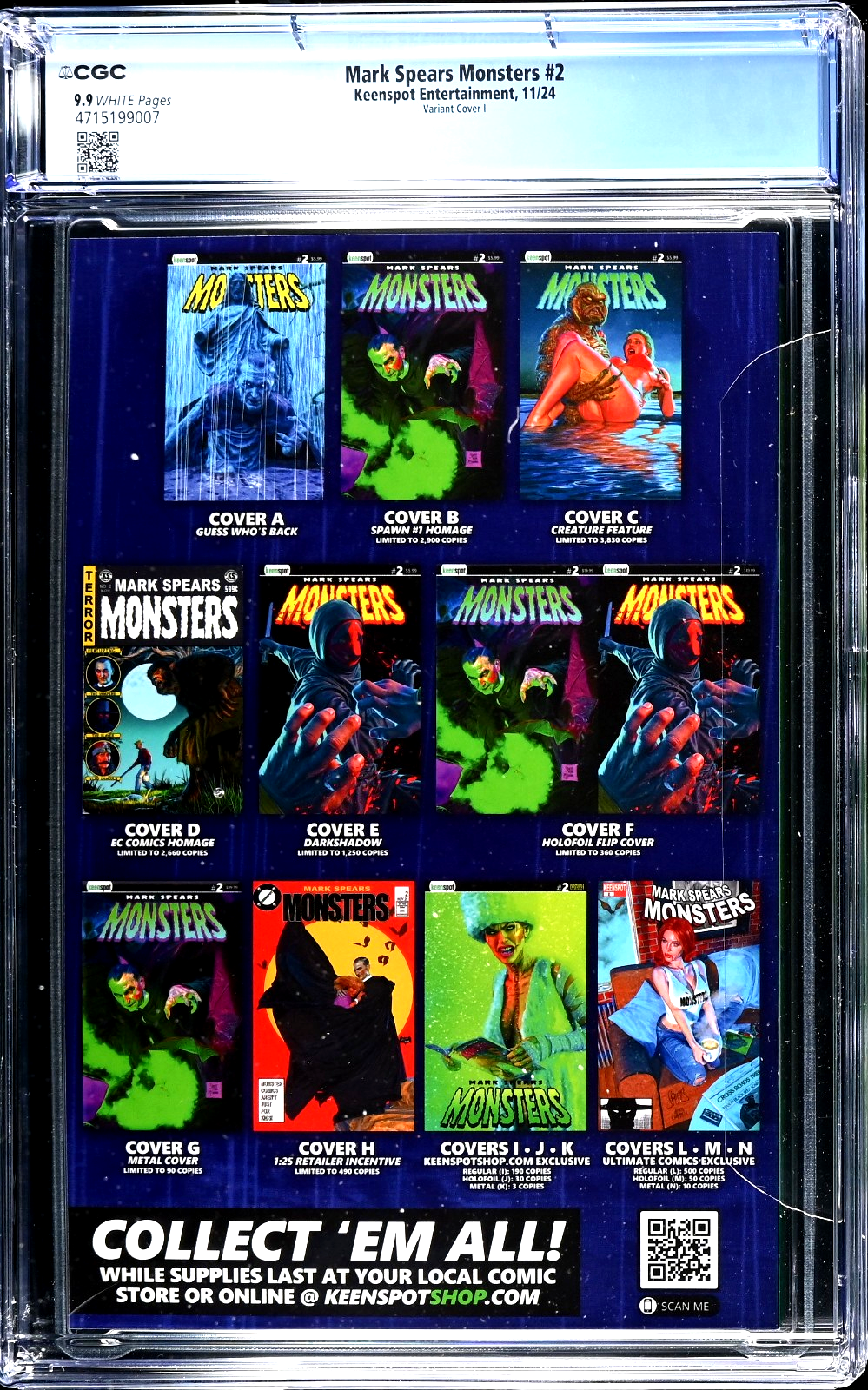 Mark Spears Monsters #2 (2024) CGC 9.9 MINT Frankenstein Bride Cover TOP 1 of 2