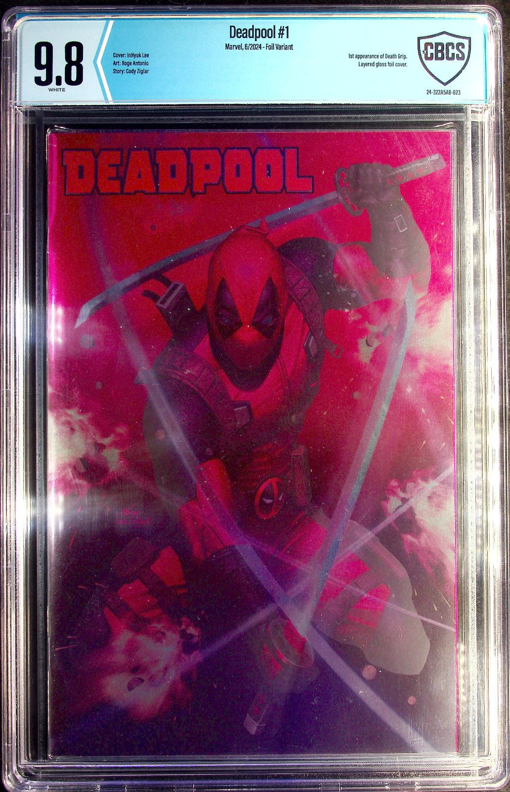 Deadpool #1 (2024) CBSC 9.8 NM/MT WHITE Pages Inhyuk Lee Foil Cover