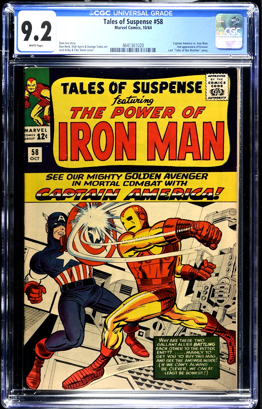 Tales of Suspense #58 (1964) CGC 9.2 NM- WHITE KEY Captain America vs Iron Man