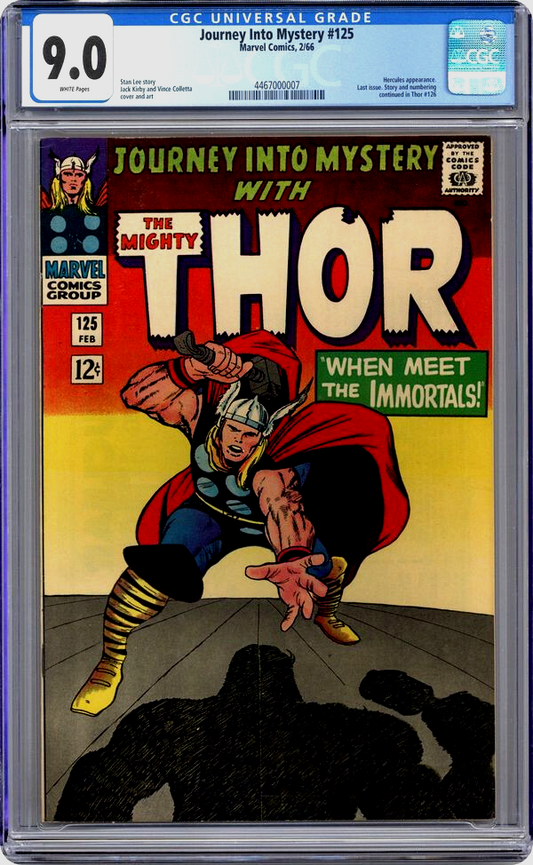 Journey Into Mystery #125 (1966) CGC 9.0 VF/NM WHITE Kirby KEY Last Issue Thor