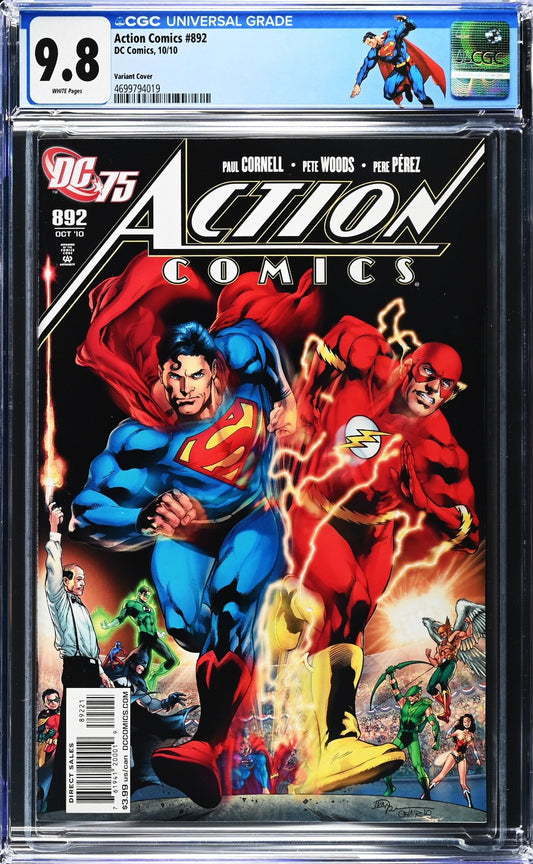 Action Comics #892 (2010) CGC 9.8 Reis 1:25 Flash vs Superman Race Custom Label