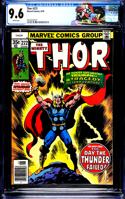 Thor #272 (1978) CGC 9.6 NM+ WHITE Pages John Buscema Iconic Cover Custom Label