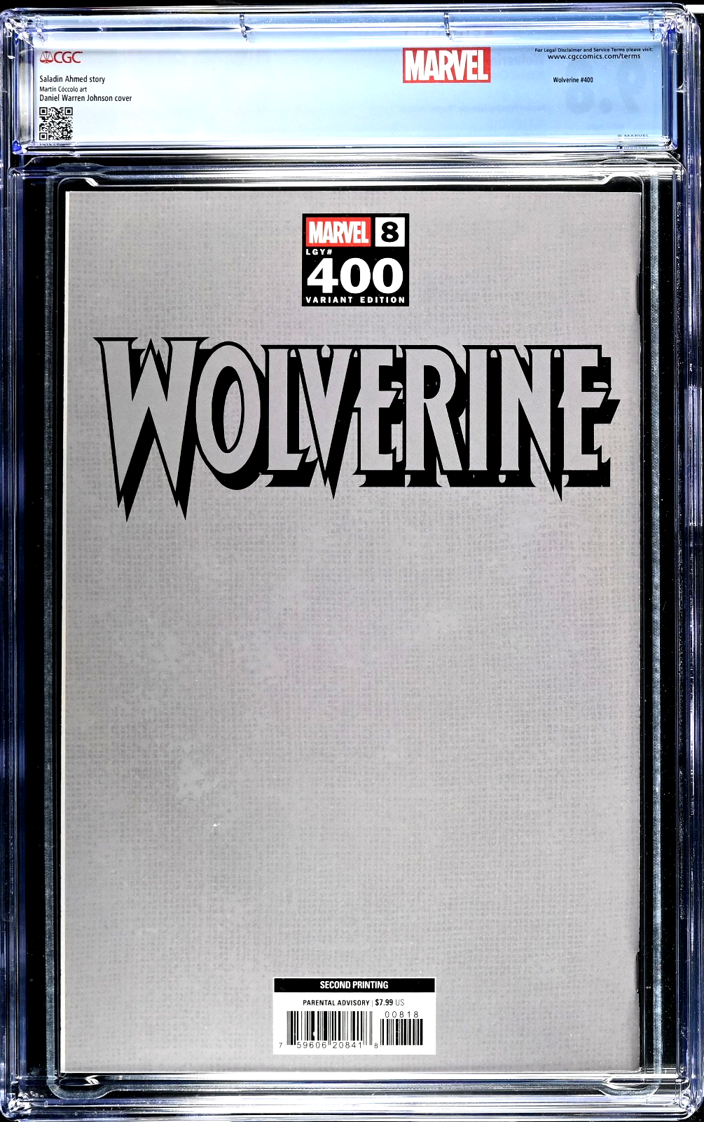 Wolverine #8 (2025) CGC 9.8 NM/MT 2nd Print Johnson Virgin Incentive LTD 1:25