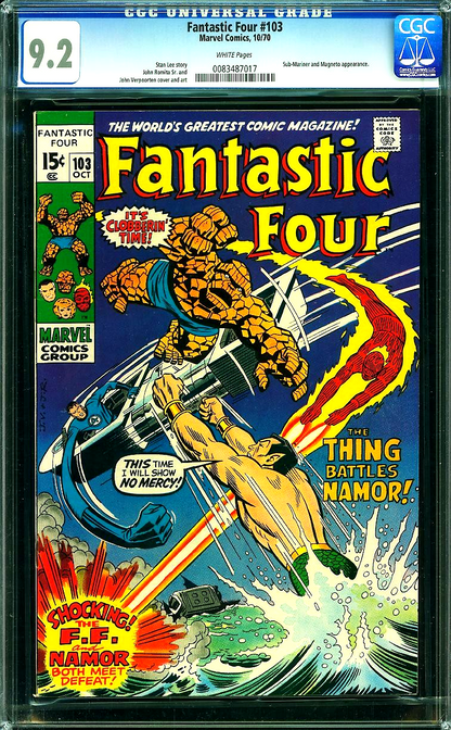 Fantastic Four #103 (1970) CGC 9.2 NM- WHITE Namor Sub-Mariner Battle Cover