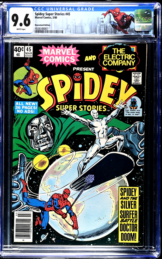 Spidey Super Stories #45 (1980) CGC 9.6 NM WHITE Doom Silver Surfer Newsstand PC