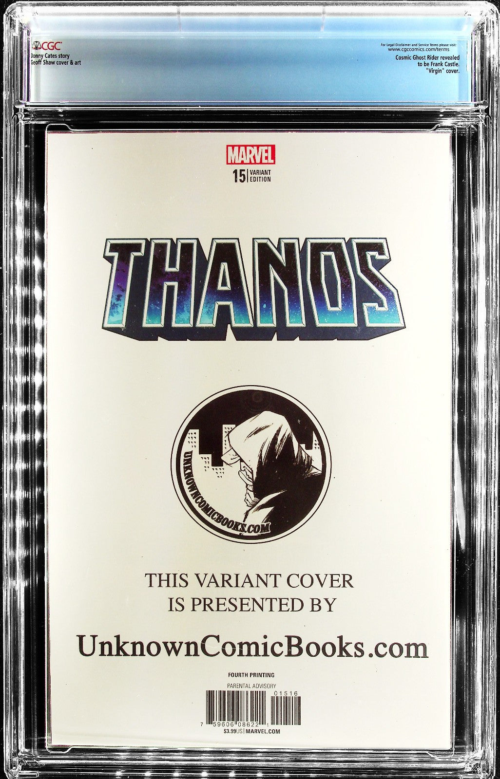 Thanos #15 (2018) CGC 9.8 4th Print Virgin Silver Surfer Retired Custom Label