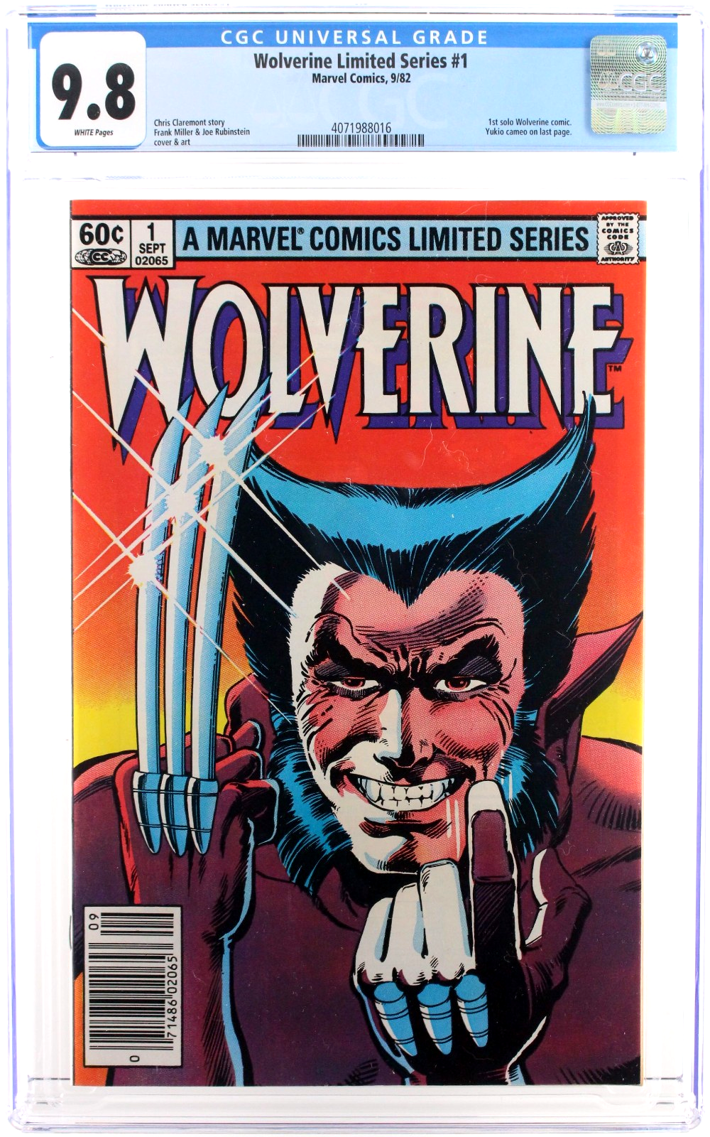 Wolverine Limited Series #1 (1982) CGC 9.8 NMMT WHITE Frank Miller Newsstand
