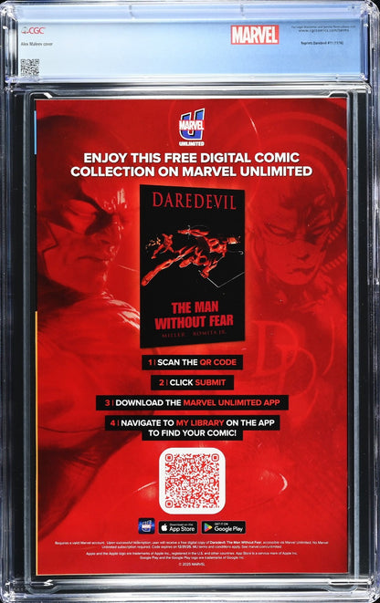 Daredevil Reissue #11 (2025) CGC 9.8 Whatnot Prism Foil Retired Custom Label