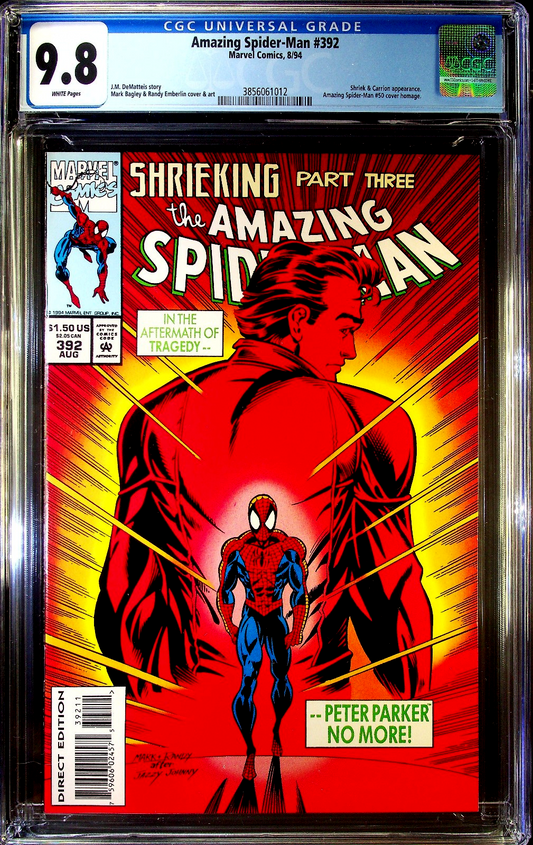 Amazing Spider-Man #392 (1994) CGC 9.8 NM/MT Mark Bagley Iconic Homage ASM#50