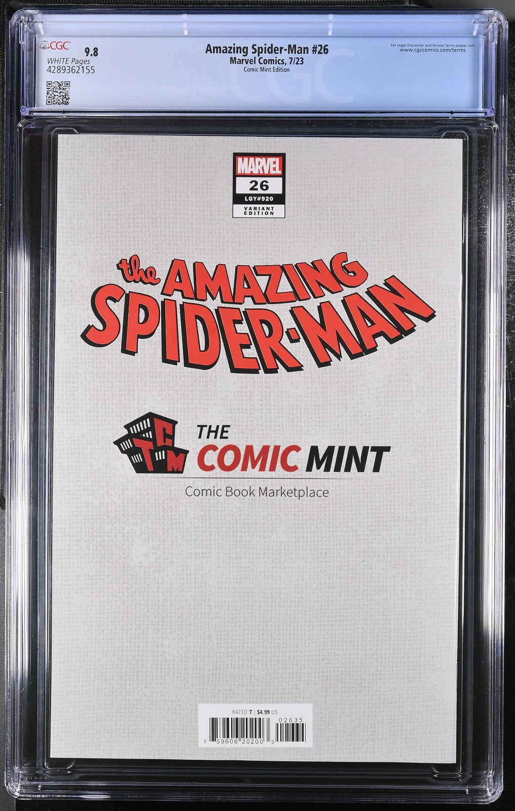 Amazing Spider-Man #26 (2024) CGC 9.8 Grassetti Comic Mint Edition LTD #155/200