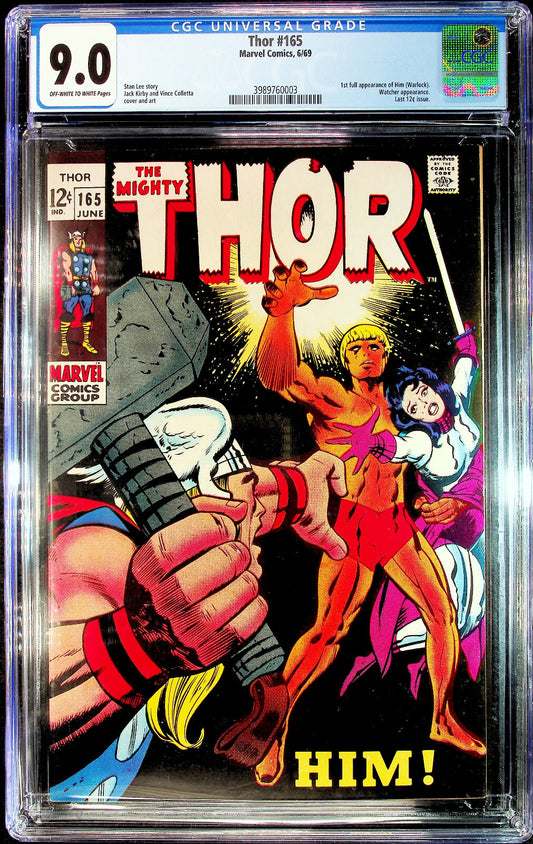 Thor #165 (1969) CGC 9.0 VF/NM OW White Kirby Key First Full HIM Adam Warlock