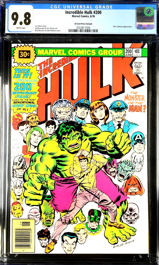 Incredible Hulk #200 (1976) CGC 9.8 NM/MT White Doc Samson 30¢ Cent Variant RARE