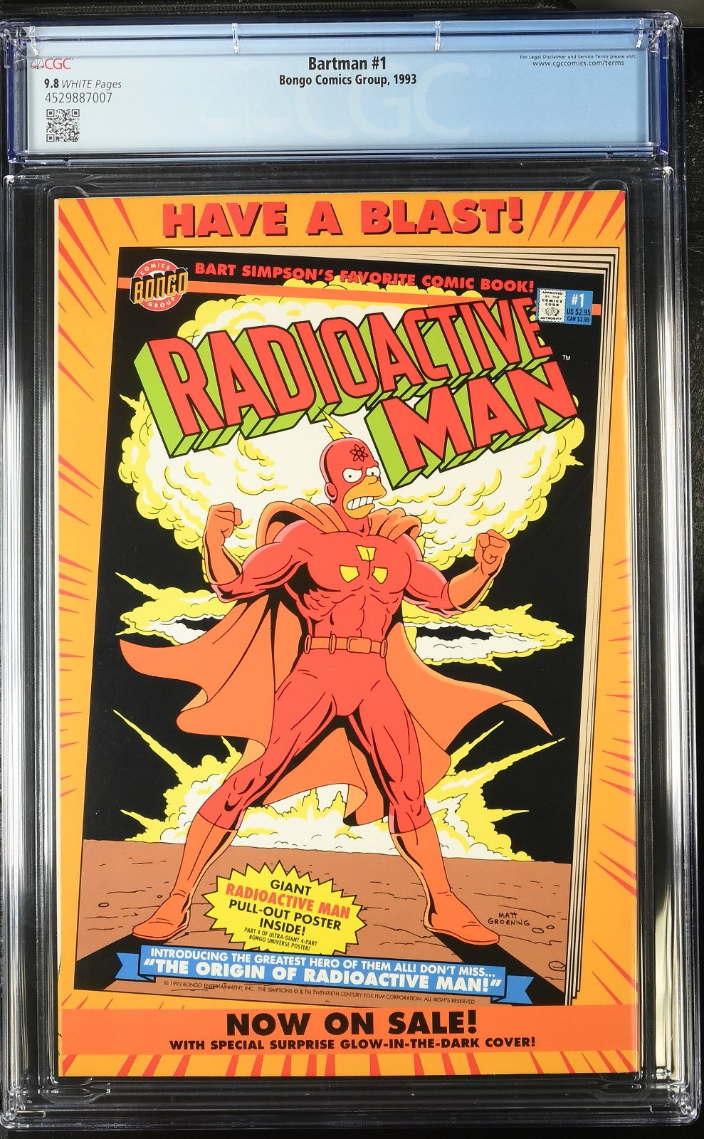 Bartman #1 (1993) CGC 9.8 NM/MT WHITE Bongo Simpsons Radioactive Man Silver Foil