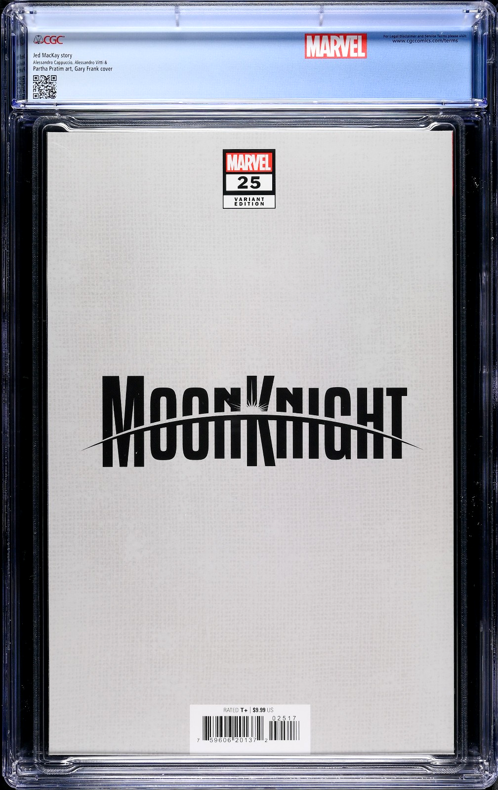 Moon Knight #25 (2023) CGC 9.6 NM+ Gary Frank Virgin Retail Incentive LTD 1:50