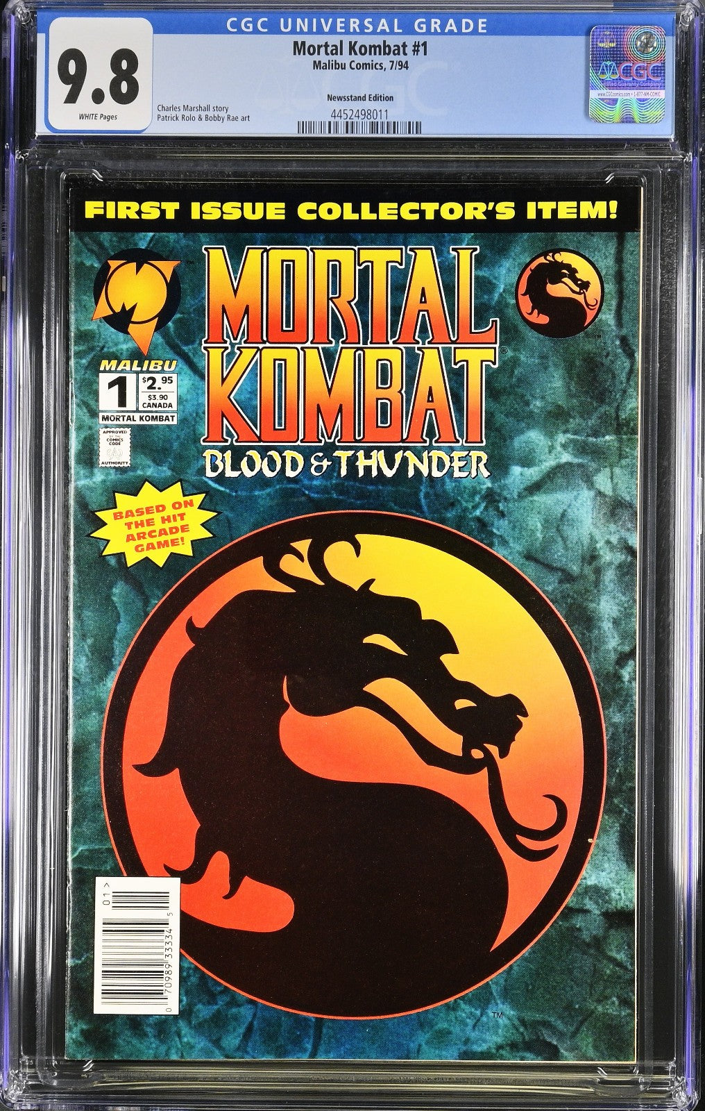 Mortal Kombat #1 (1994) CGC 9.8 NM/MT KEY Malibu Comics NEWSSTAND Edition