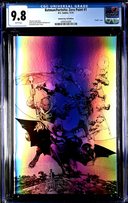 Batman Fortnite Zero Point #1 (2021) CGC 9.8 NM/MT Batman Day Rocafort Foil HTF