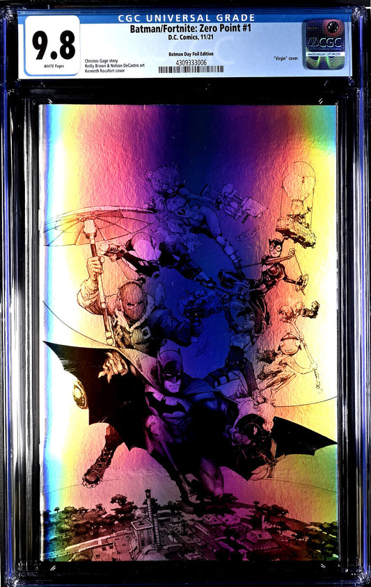 Batman Fortnite Zero Point #1 (2021) CGC 9.8 NM/MT Batman Day Rocafort Foil HTF