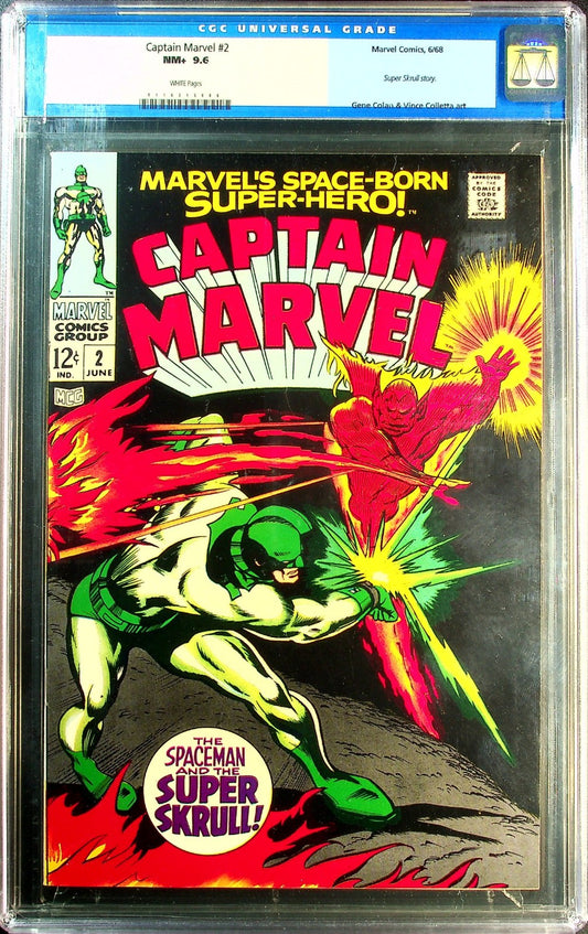Captain Marvel #2 (1968) CGC 9.6 NM+ WHITE Pages Super-Skrull OLD Label