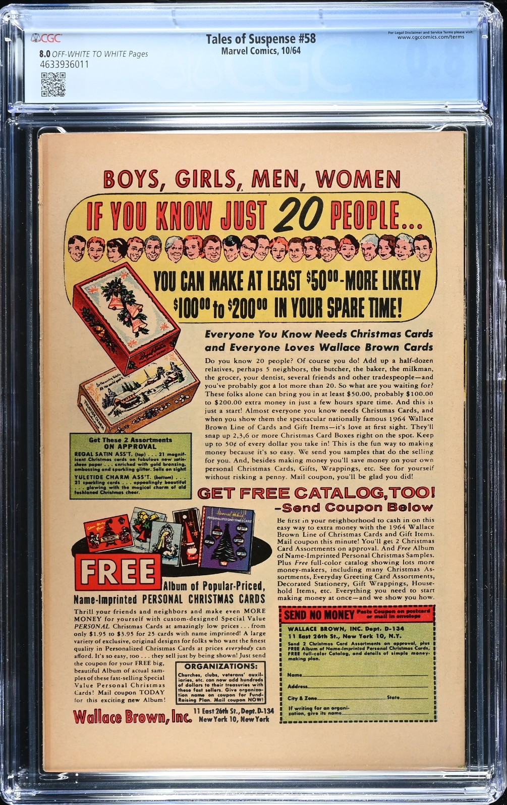 Tales of Suspense #58 (1964) CGC 8.0 White KEY Kirby Captain America vs Iron Man