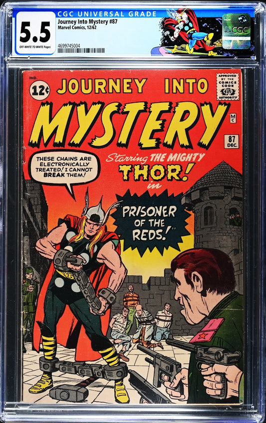 Journey into Mystery #87 (1962) CGC 5.5 FN - OW/W 5th Thor Retired Custom Label