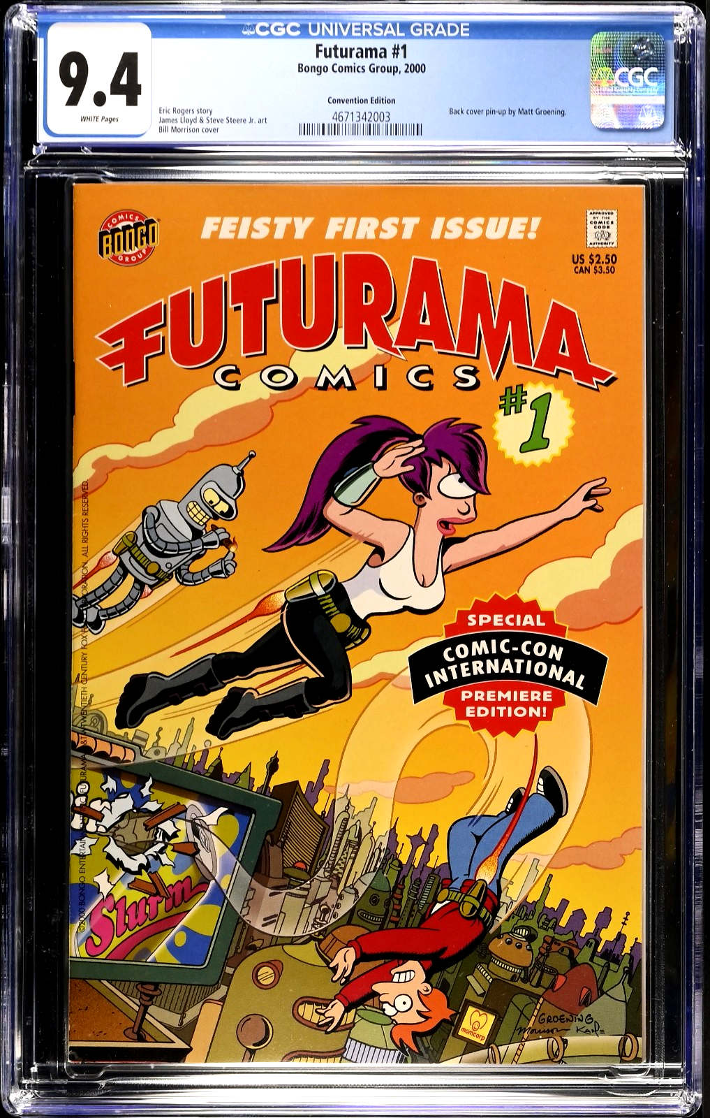 Futurama Comics #1 (2000) CGC 9.4 NM White SDCC Convention Con Edition Exclusive