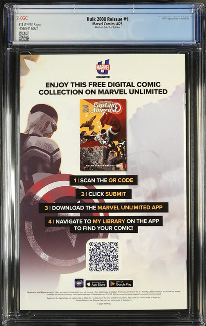 Hulk Reissue #1 (2025) CGC 9.8 NM/MT Whatnot Gold Foil McGuinness LTD 300