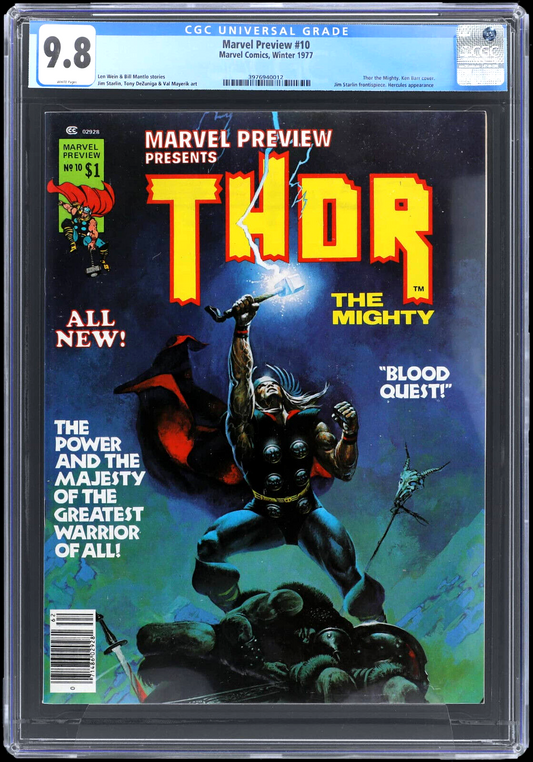 Marvel Preview #10 (1977) CGC 9.8 NM/MT WHITE Classic Thor the Mighty Iconic Cvr