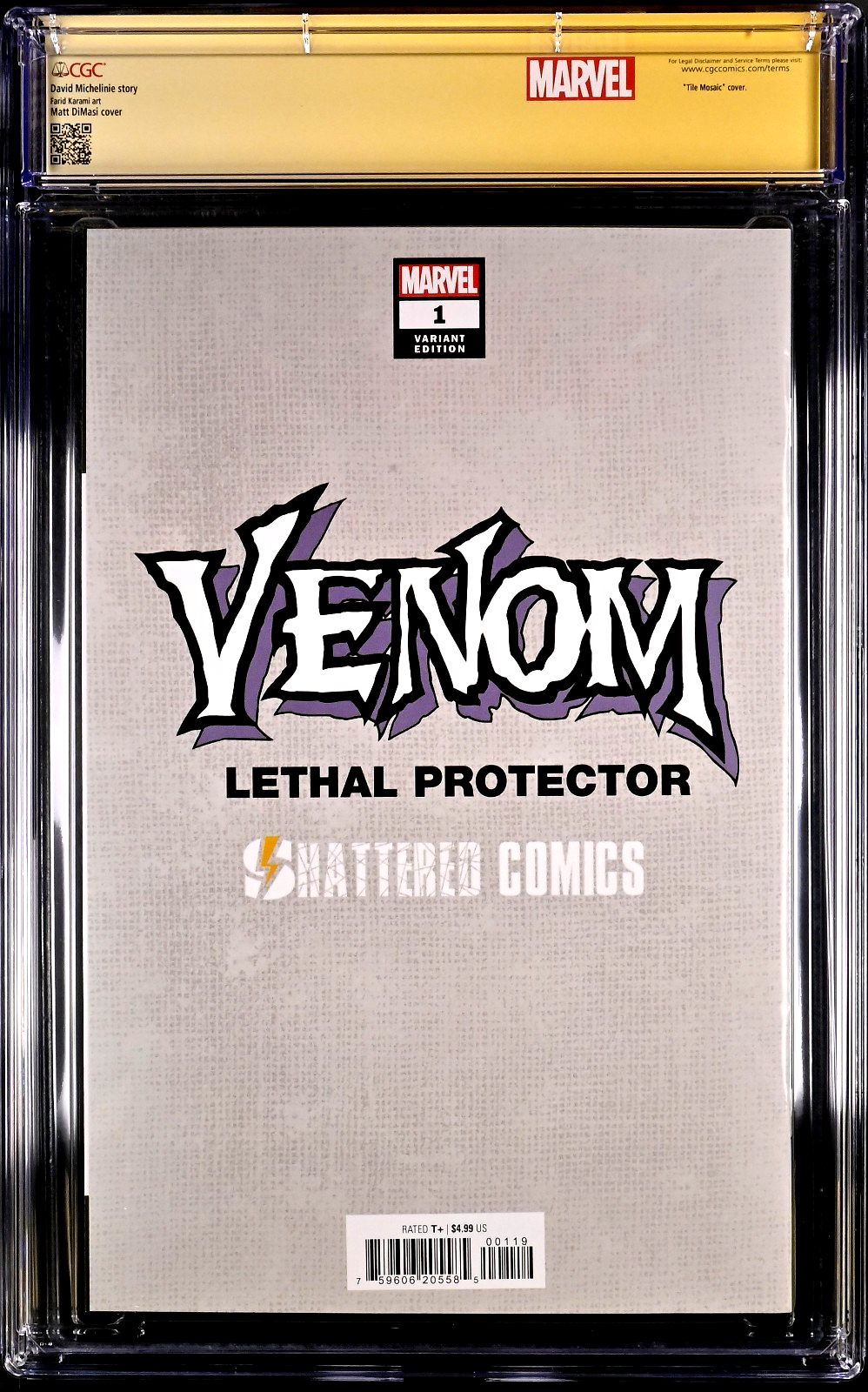 Venom Lethal Protector II #1 (2023) CGC 9.8 SS Sign Sam Delarosa Shattered Gold