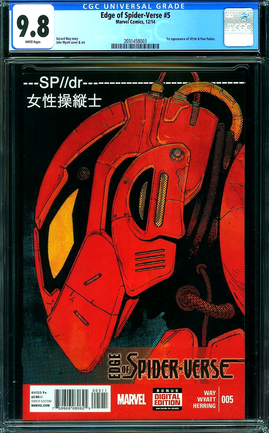 Edge of Spider-Verse #5 (2014) CGC NM/MT 9.8 WHITE KEY 1st Sp dr & Peni Parker