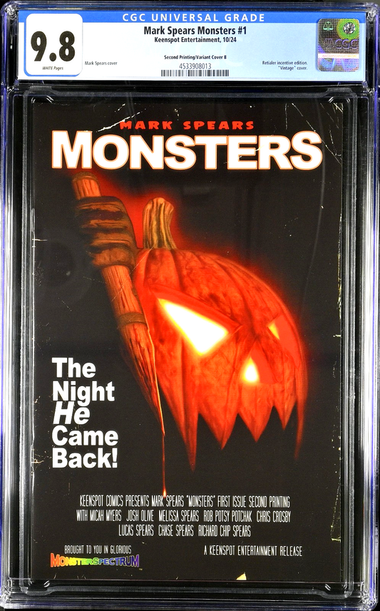 Mark Spears Monsters #1 (2024) CGC 9.8 2nd Print Halloween Homage Incentive 1:20
