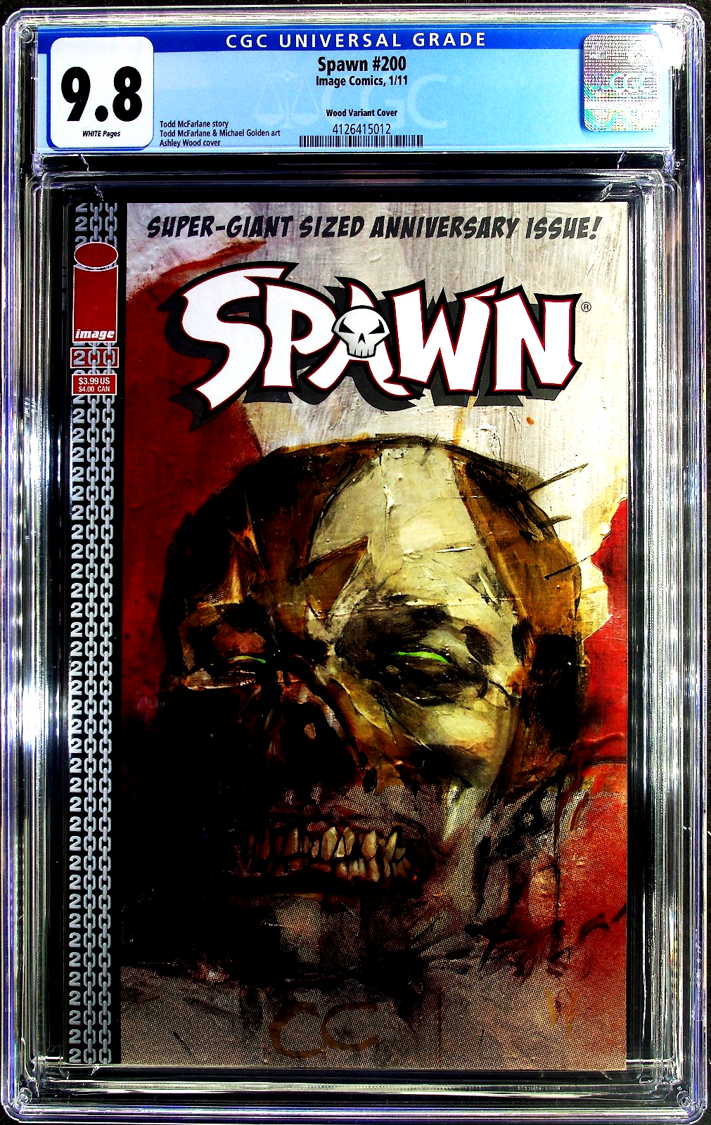 Spawn 200 (2011) CGC 9.8 NM/MT WHITE Ashley Wood Skull Cover Omega Spawn Origin