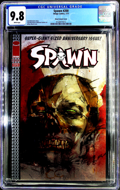 Spawn 200 (2011) CGC 9.8 NM/MT WHITE Ashley Wood Skull Cover Omega Spawn Origin