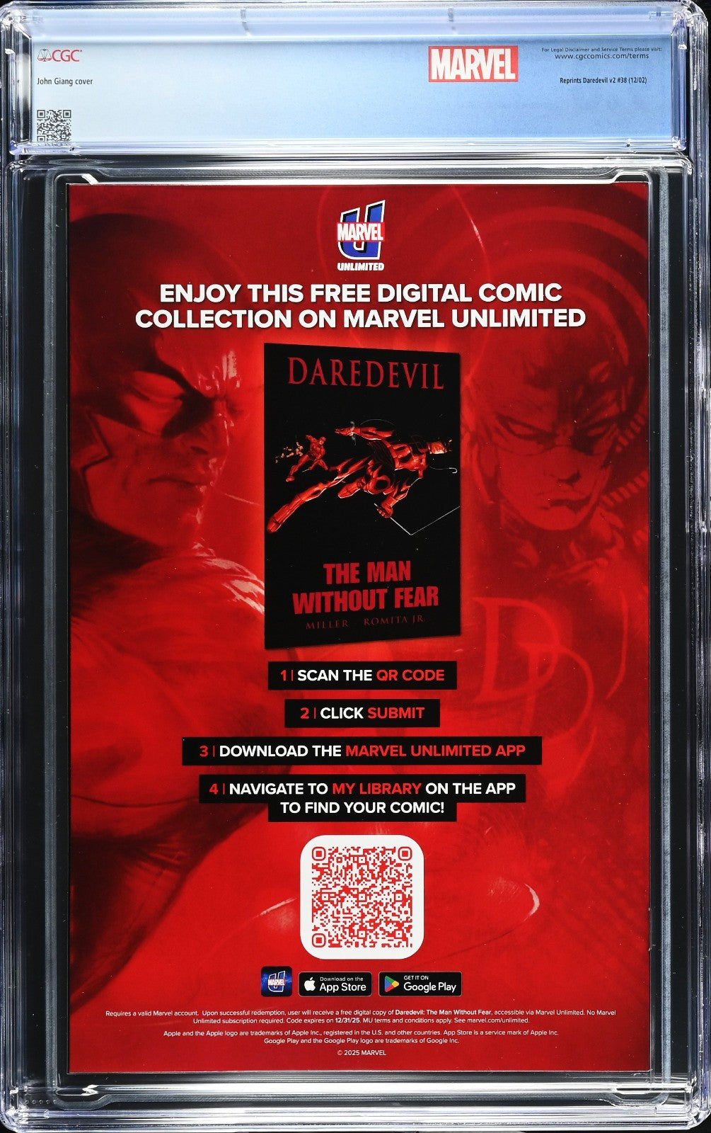 Daredevil Reissue #38 (2025) CGC 9.8 Whatnot Prism Foil Retired Custom Label