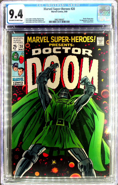 Marvel Super-Heroes #20 (1969) CGC 9.2 NM OW/W KEY Solo Doctor Doom 1st Valeria