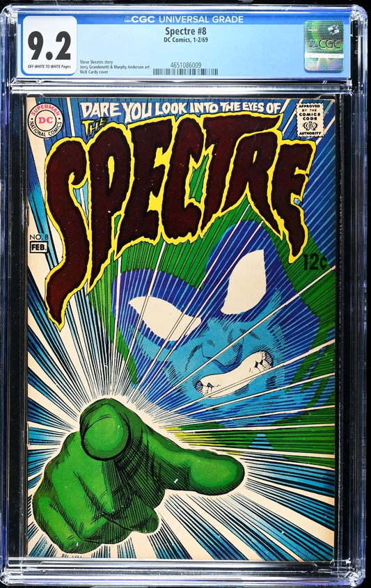 Spectre #8 (1969) CGC 9.2 NM- OW/White Pages Nick Cardy Iconic Cover