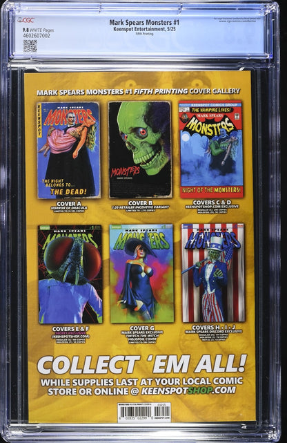 Mark Spears Monsters #1 (2024) CGC 9.8 NM/MT WHITE 5th Printing "Count Dracula"