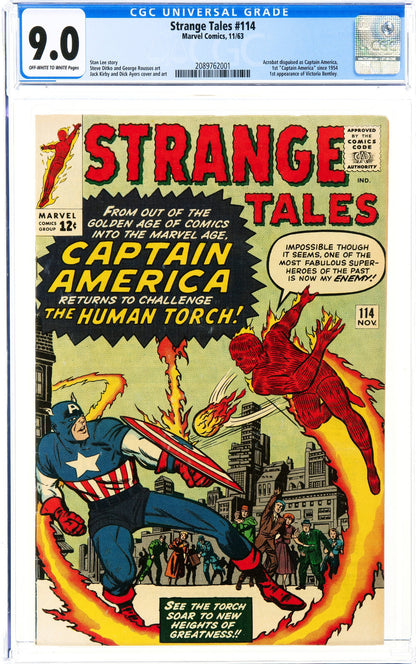 Strange Tales #114 (1963) CGC 9.0 VF/NM OW White Pages Key Classic Battle Cover