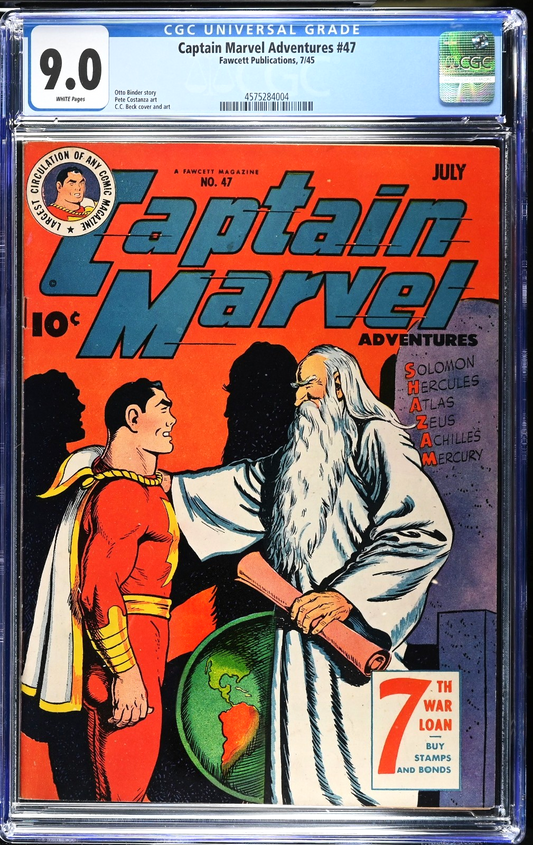 Captain Marvel Adventures #47 (1945) CGC 9.0 VF/NM White Fawcett Publications