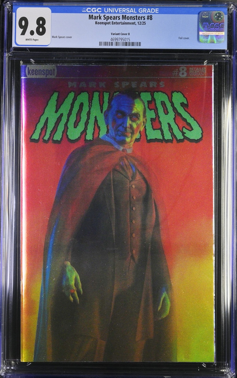 Mark Spears Monsters #8 (2025) CGC 9.8 Holofoil Cover B Dracula Incentive 1:250