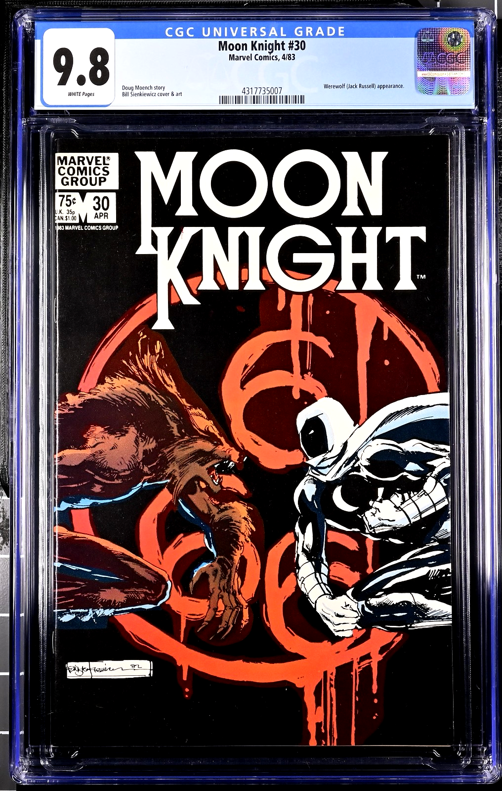 Moon Knight #30 (1983) CGC 9.8 WHITE Pages Sienkiewicz Werewolf By NIght Battle