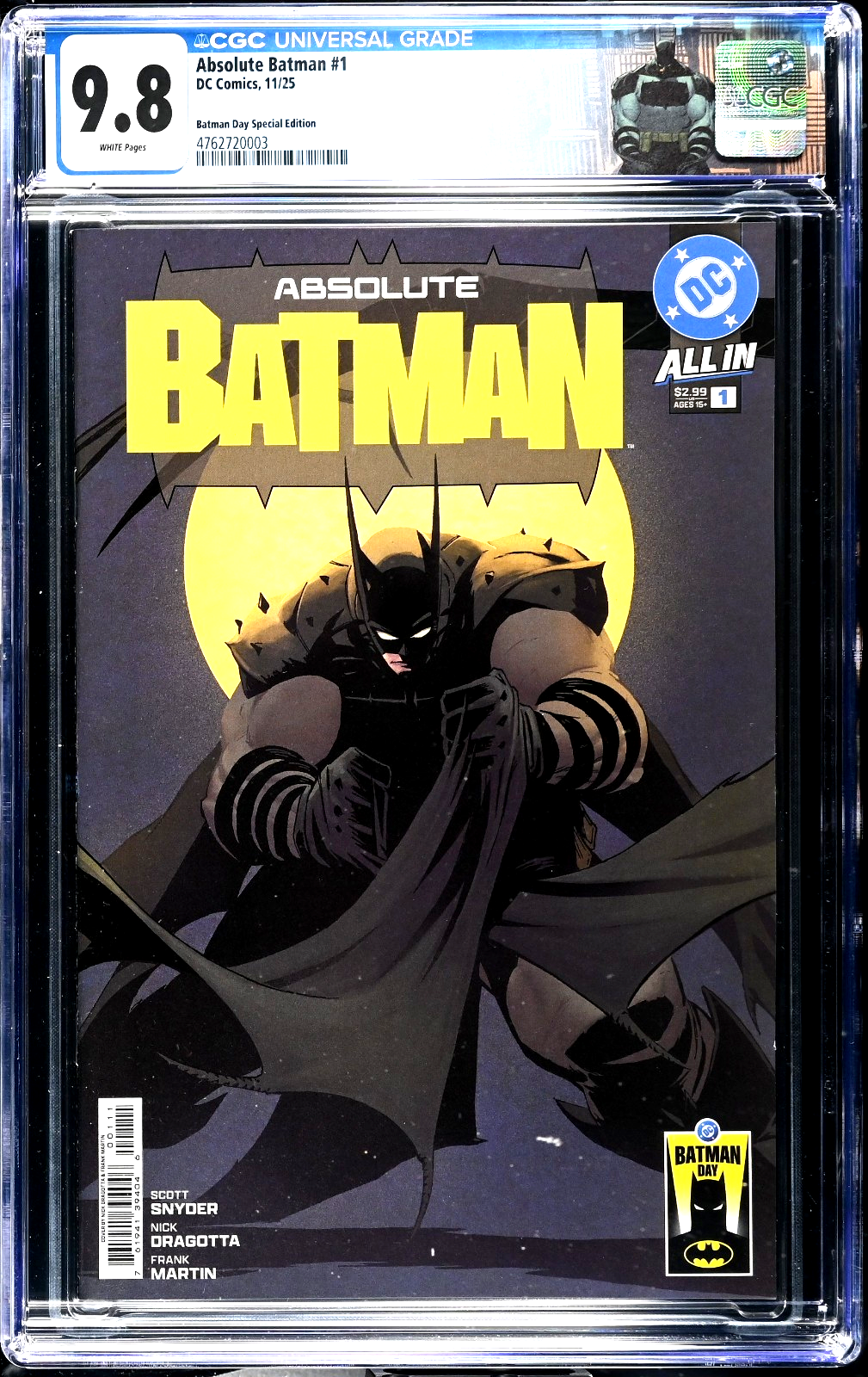Absolute Batman #1 (2024) CGC 9.8 Batman Day 2025 Special Edition Custom Label